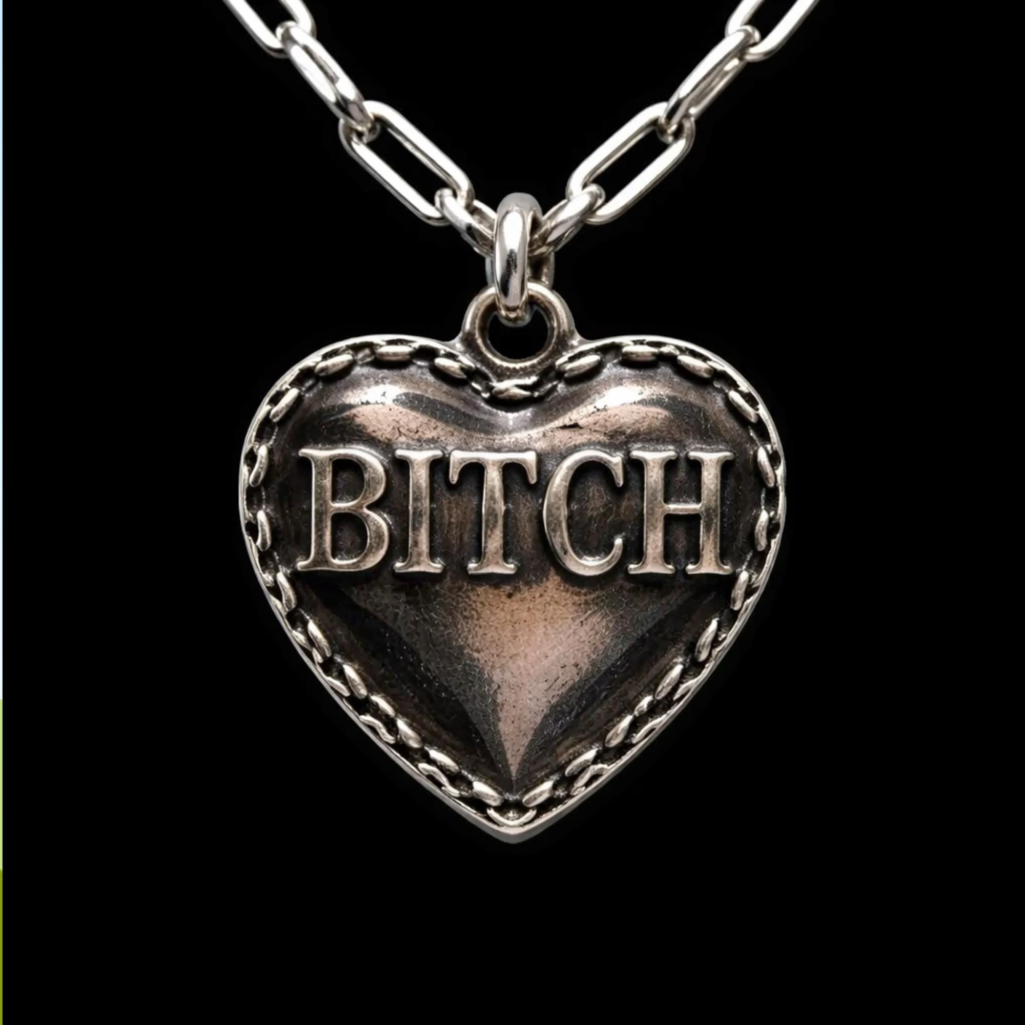 Bitch Heart Necklace, Stainless Steel Swear Word Pendant, Rebel Cowgirl Jewelry, Edgy Statement Necklace, Funny Gift for Bold Women
