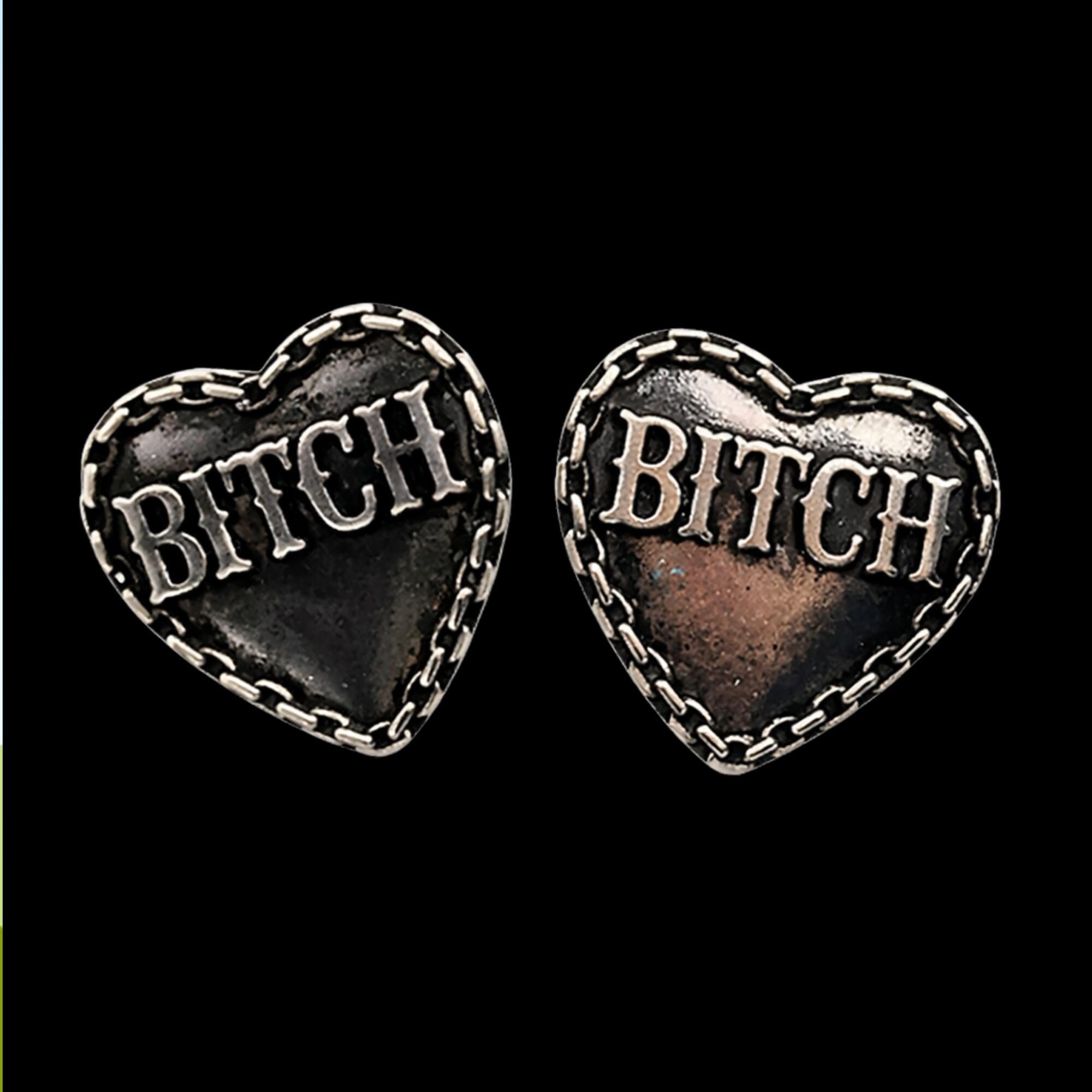 Bitch Heart Jewelry Set, Stainless Steel Necklace and Earrings, Rebel Cowgirl Jewelry, Edgy Statement Set, Funny Swear Word Gift