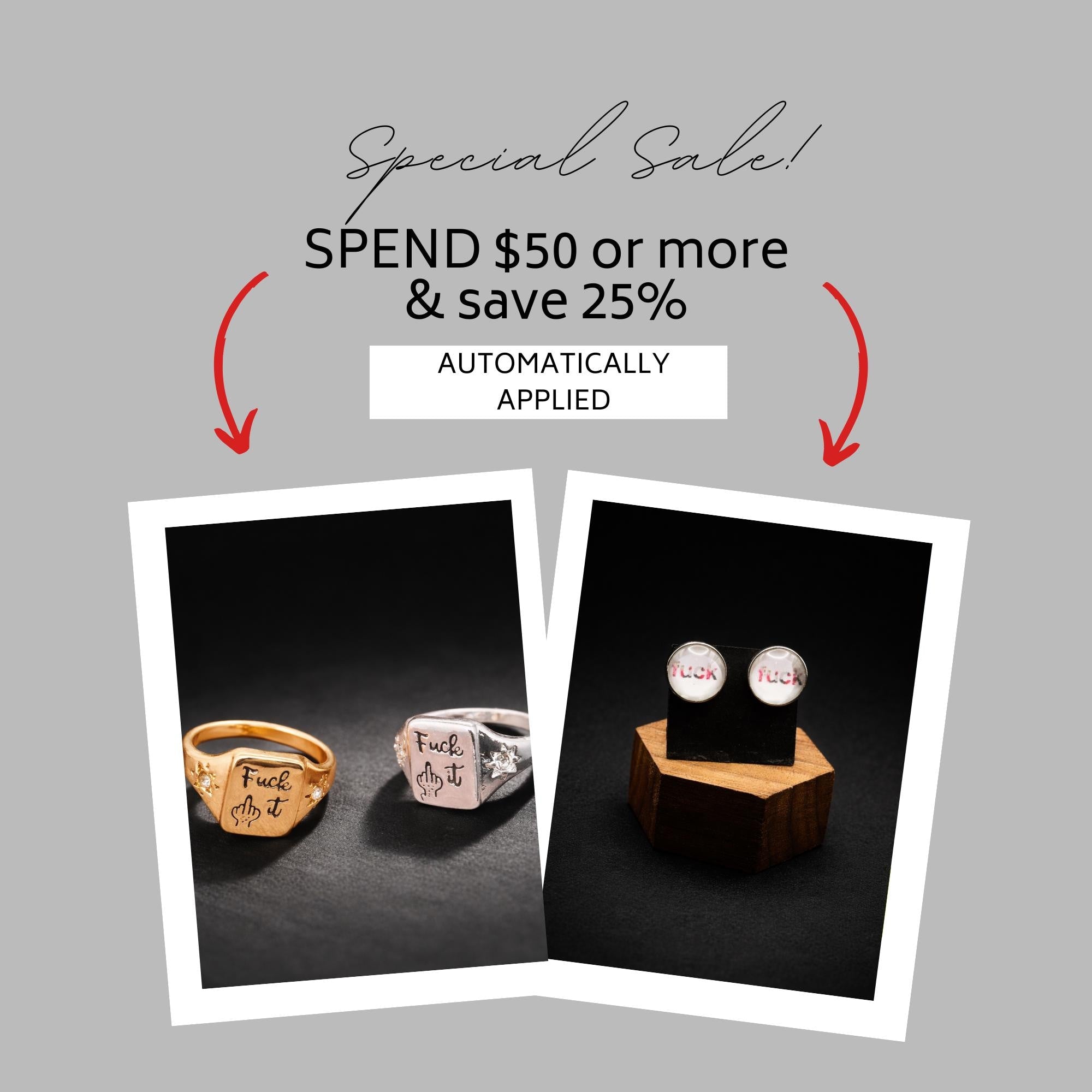 Square 'Fuck It' Ring: Bold Alloy Statement Jewelry