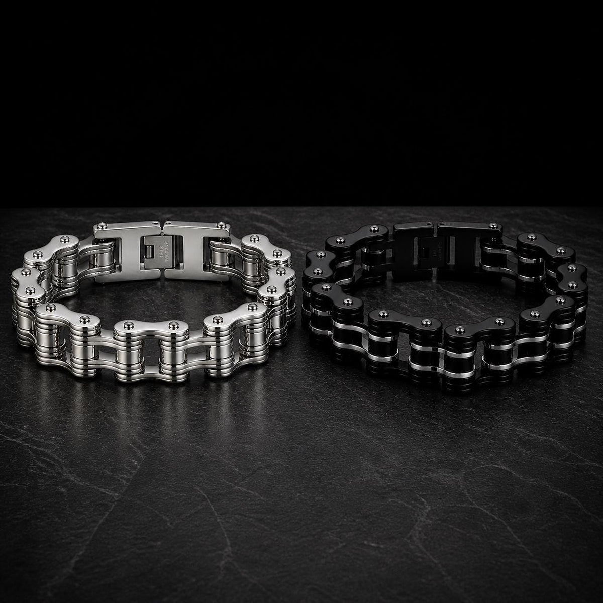 Heavy Stainless Steel Biker Bracelet for Men: Chunky Polished Chain Design