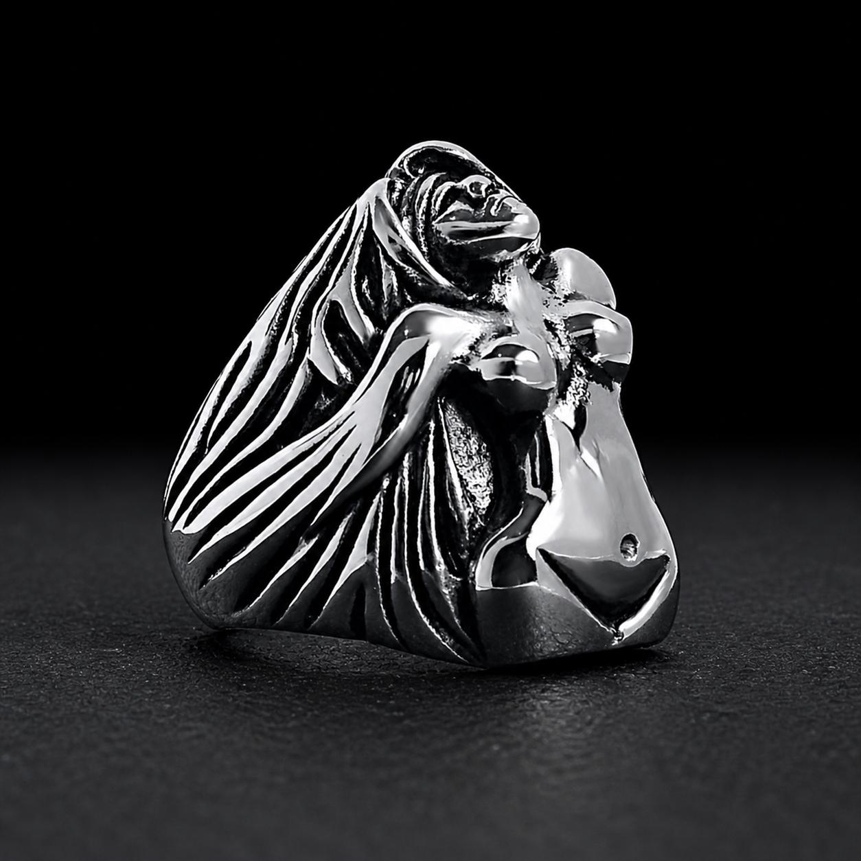 Heavy Stainless Steel Biker Ring: Skull Bandana Statement Jewelry for Men Sizes 9-13