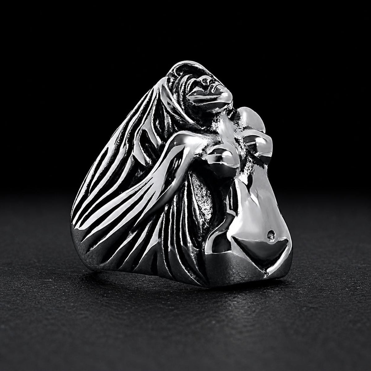 Heavy Stainless Steel Biker Ring: Skull Bandana Statement Jewelry for Men Sizes 9-13