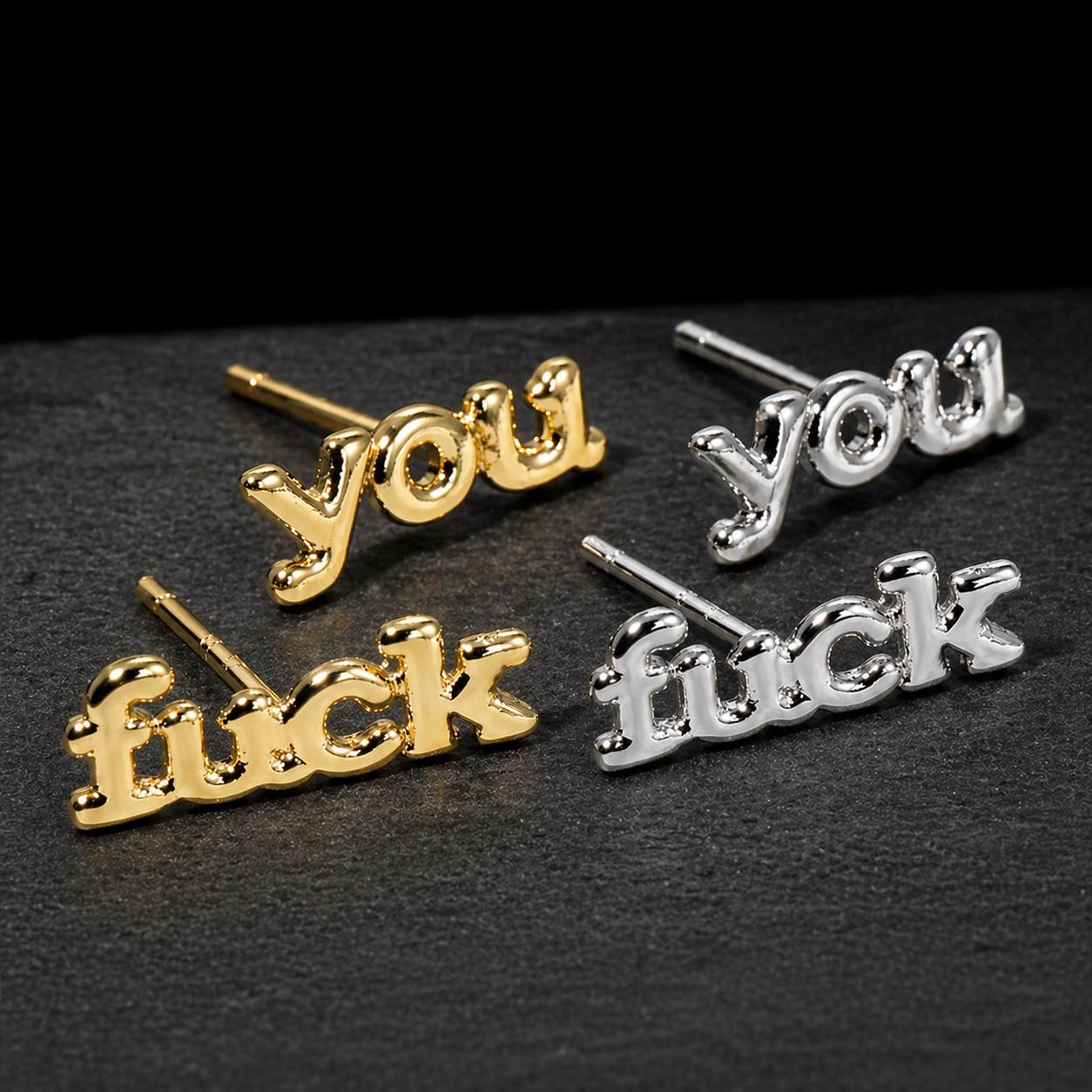 Fuck You Stud Earrings | Gold & Silver | Bold Statement Jewelry | Funny Gift for Her