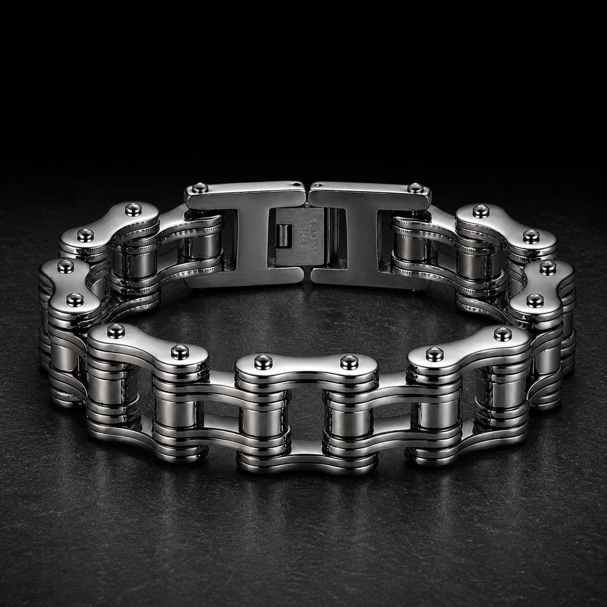 Heavy Stainless Steel Biker Bracelet for Men: Chunky Polished Chain Design
