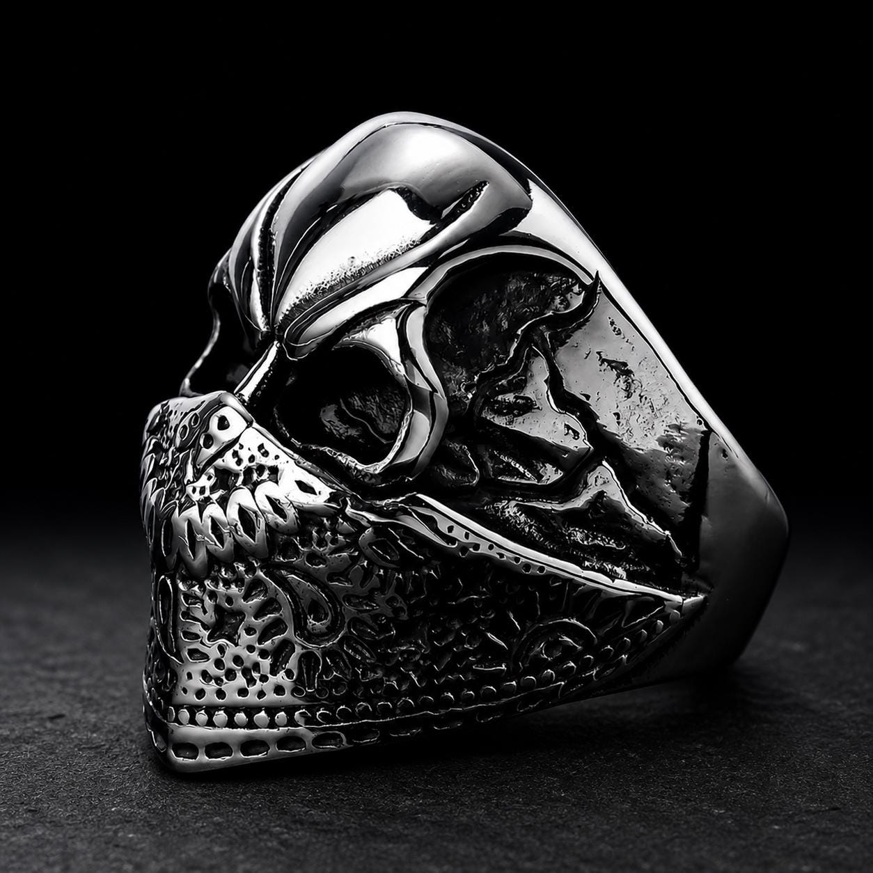 Men's Stainless Steel Biker Ring, Gothic Goddess Statement Jewelry, Alternative Style Sizes 9-13