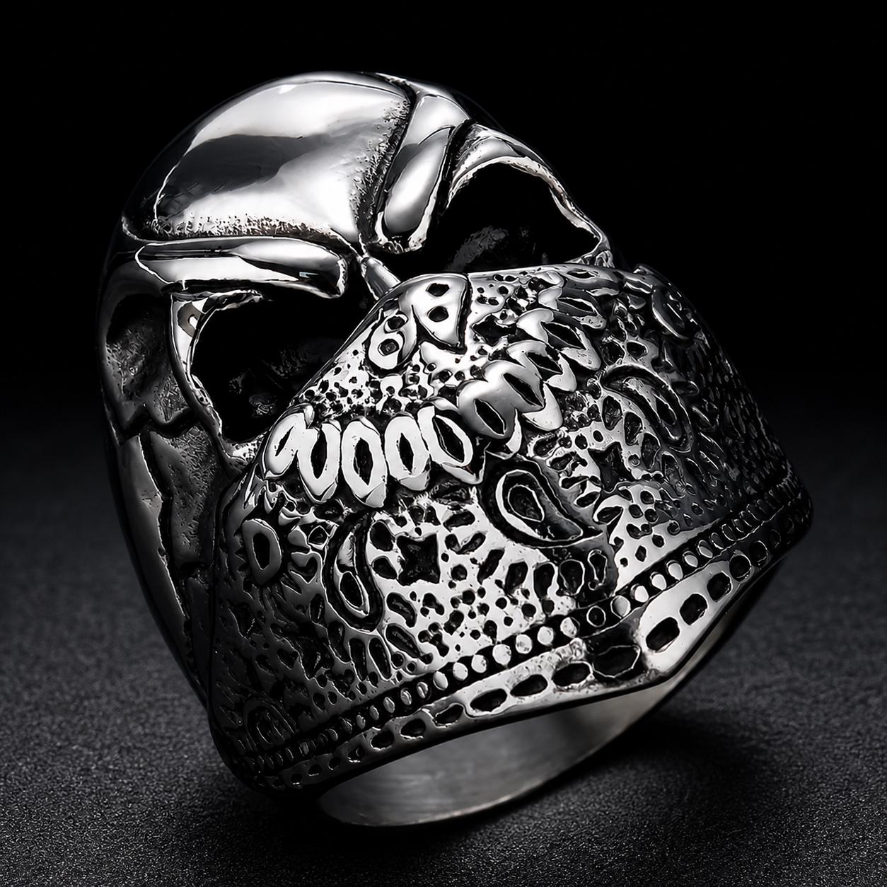 Men's Stainless Steel Biker Ring, Gothic Goddess Statement Jewelry, Alternative Style Sizes 9-13