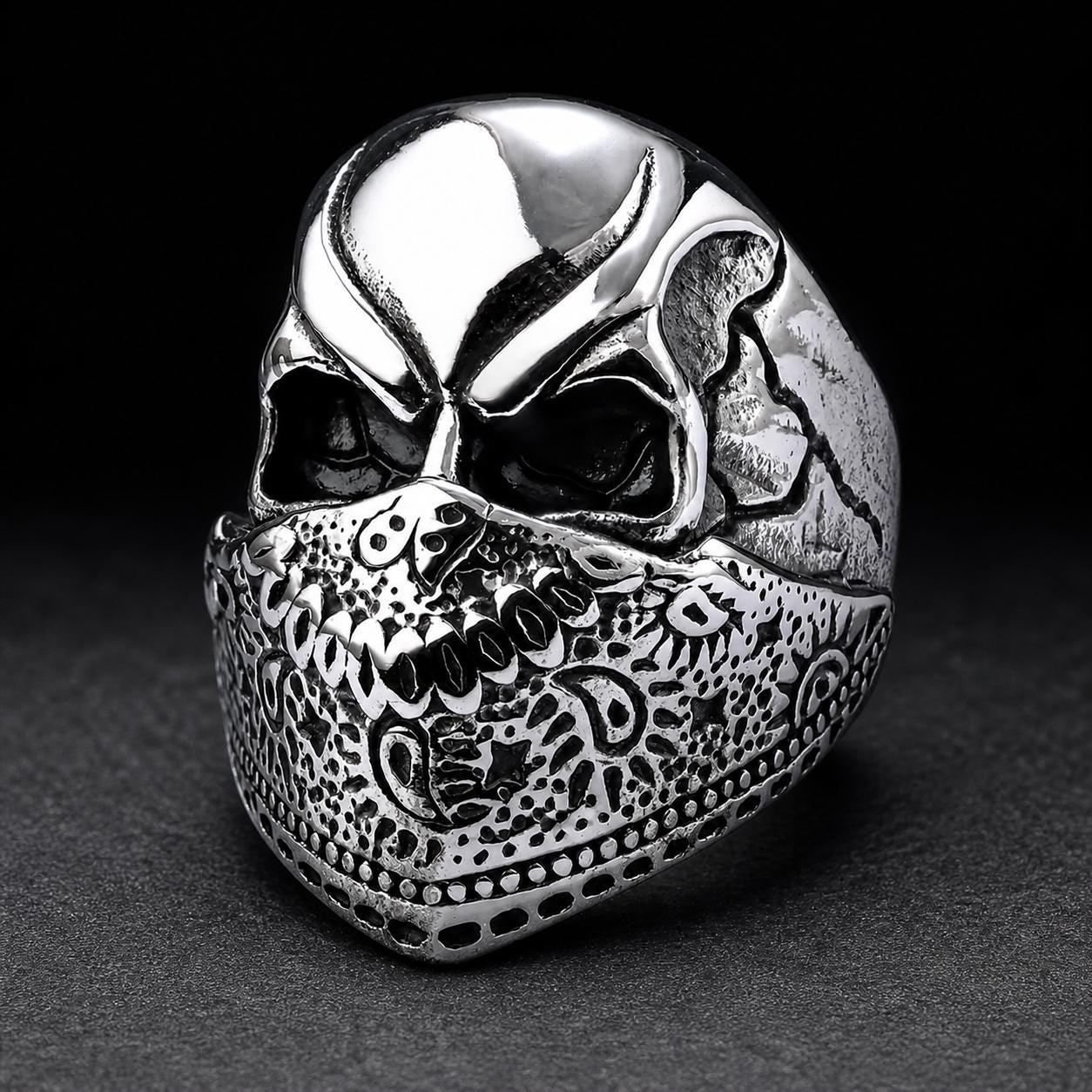 Men's Stainless Steel Biker Ring, Gothic Goddess Statement Jewelry, Alternative Style Sizes 9-13