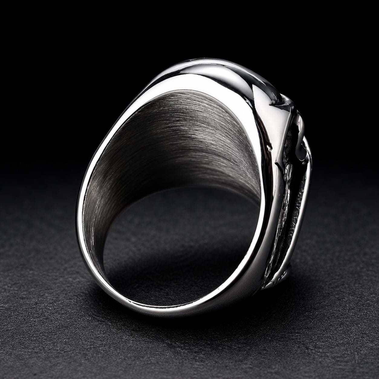Men's Stainless Steel Biker Ring, Gothic Goddess Statement Jewelry, Alternative Style Sizes 9-13