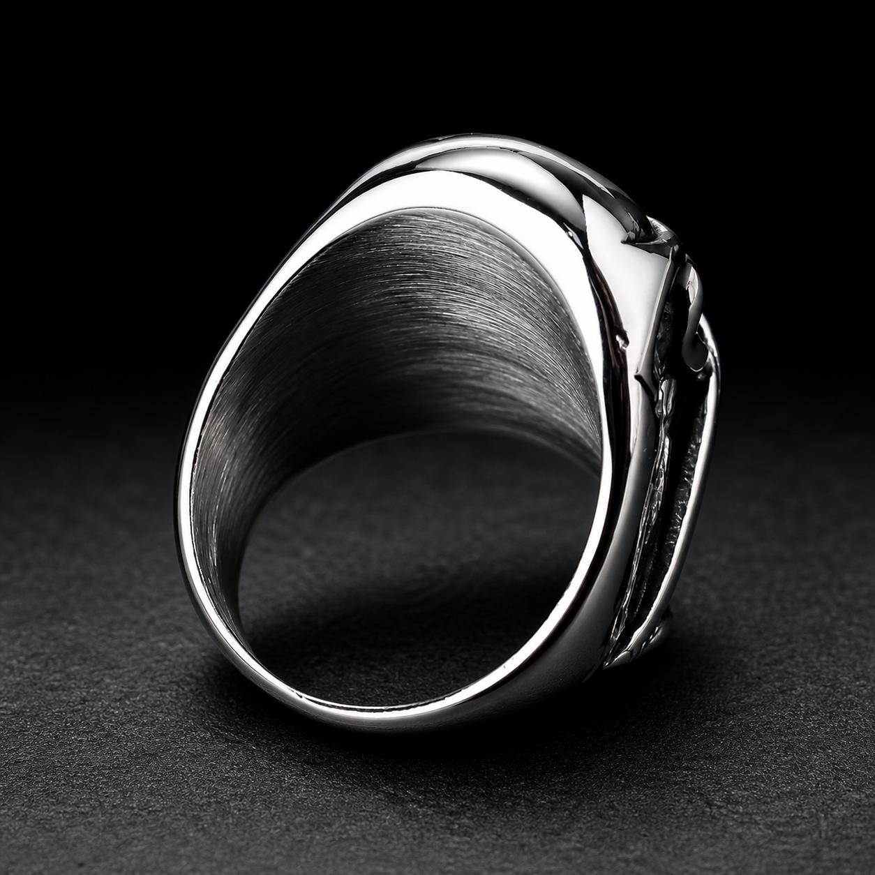 Heavy Stainless Steel Biker Ring: Skull Bandana Statement Jewelry for Men Sizes 9-13
