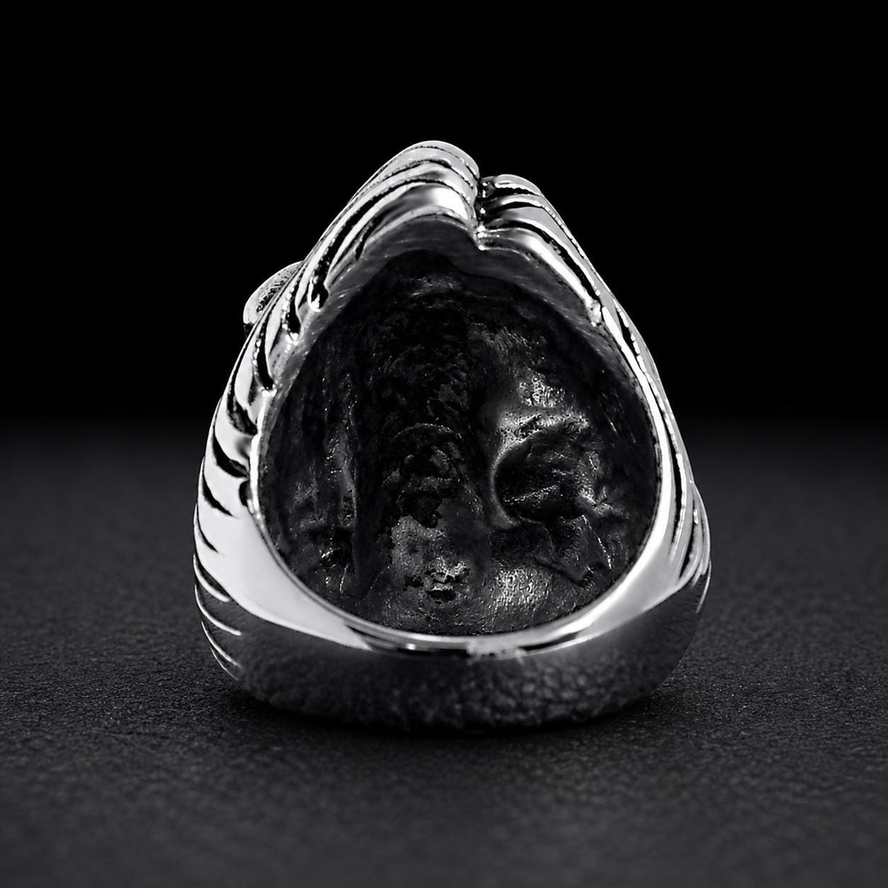 Heavy Stainless Steel Biker Ring: Skull Bandana Statement Jewelry for Men Sizes 9-13