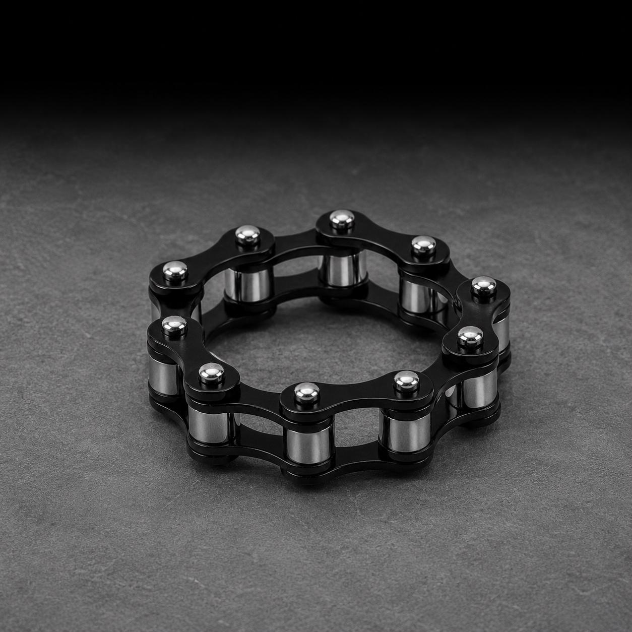 Men's Motorcycle Chain Ring, Stainless Steel Biker Ring, Moving Link Band, Tattoo Style Jewelry, Sizes 9-12