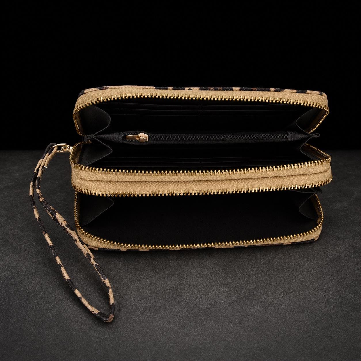 Western Boho Wristlet Wallet for Women, Leopard Serape Double Zip Wallet, Boutique Cowgirl Wristlet with Card Slots