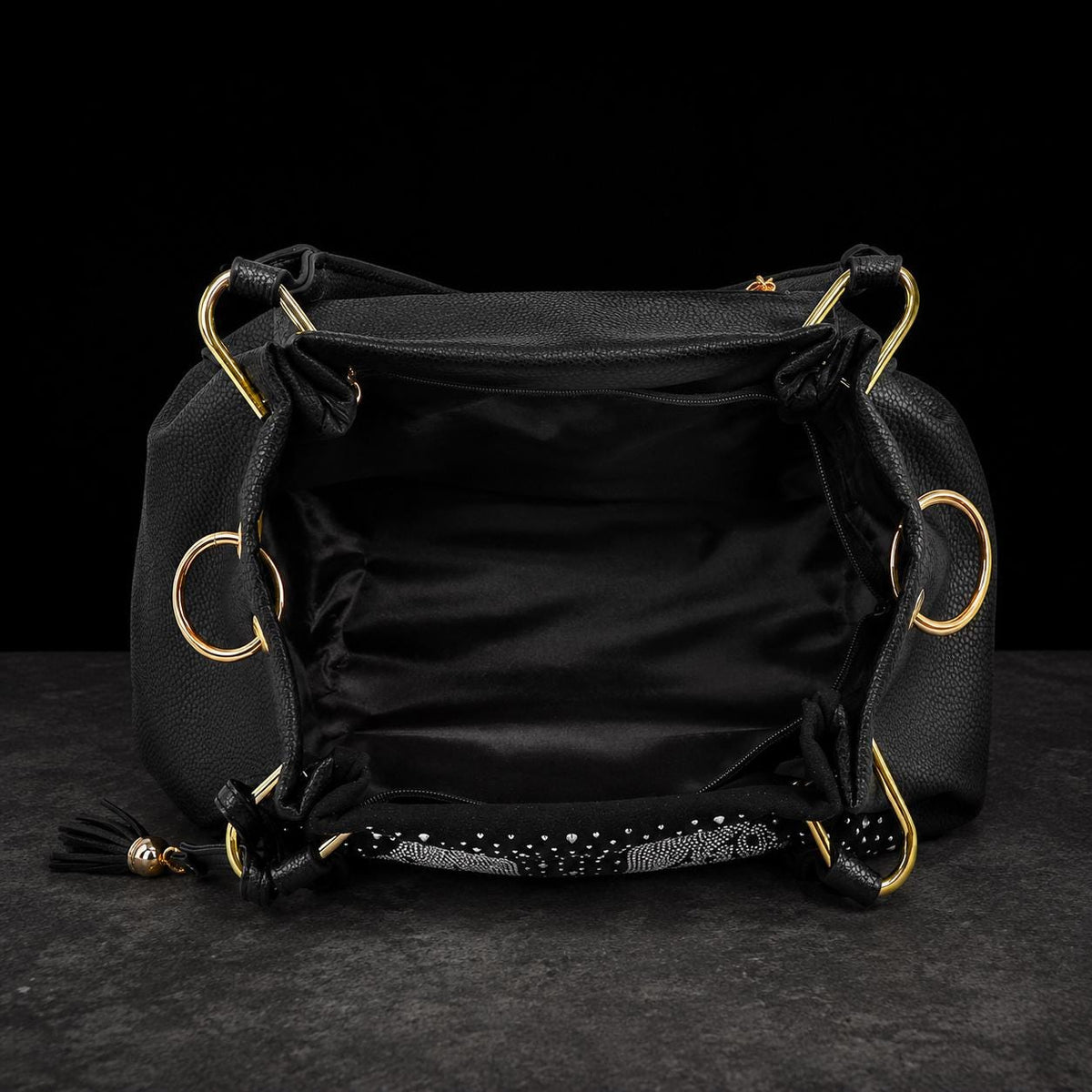 Rhinestone Skull Handbag, Black Faux Leather Purse, Gothic Shoulder Bag, Biker Chic Fashion Tote, Statement Gift