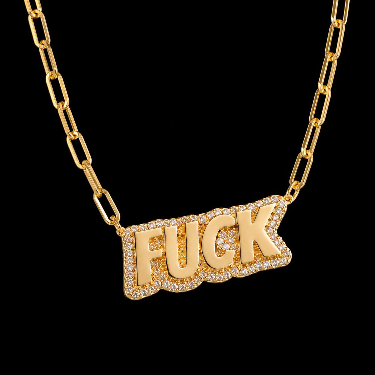 Fuck Necklace Gold Statement Jewelry, Paperclip Chain Necklace, Sassy Cuss Word Pendant, Funny Gift, Bold Everyday Jewelry