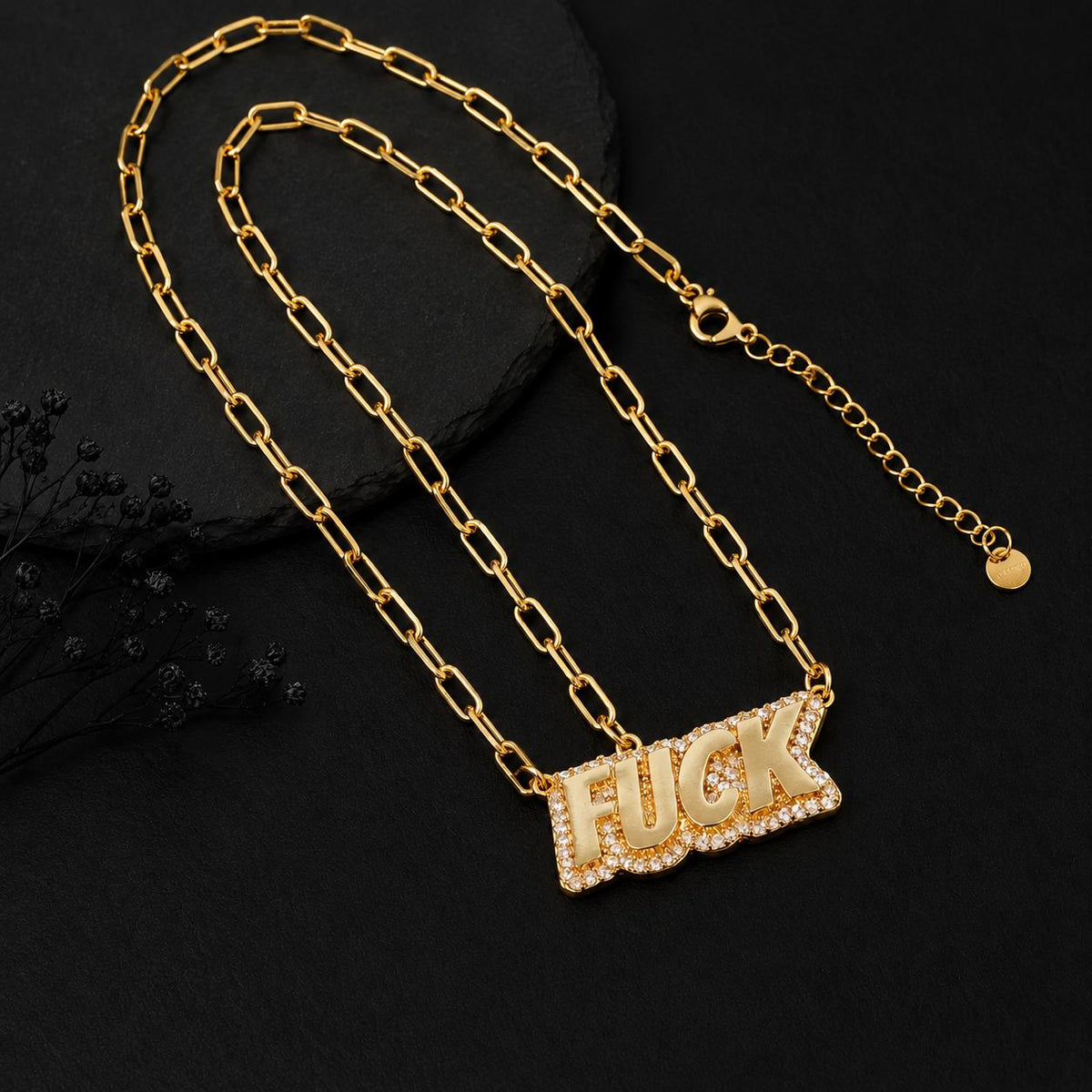 Fuck Necklace Gold Statement Jewelry, Paperclip Chain Necklace, Sassy Cuss Word Pendant, Funny Gift, Bold Everyday Jewelry