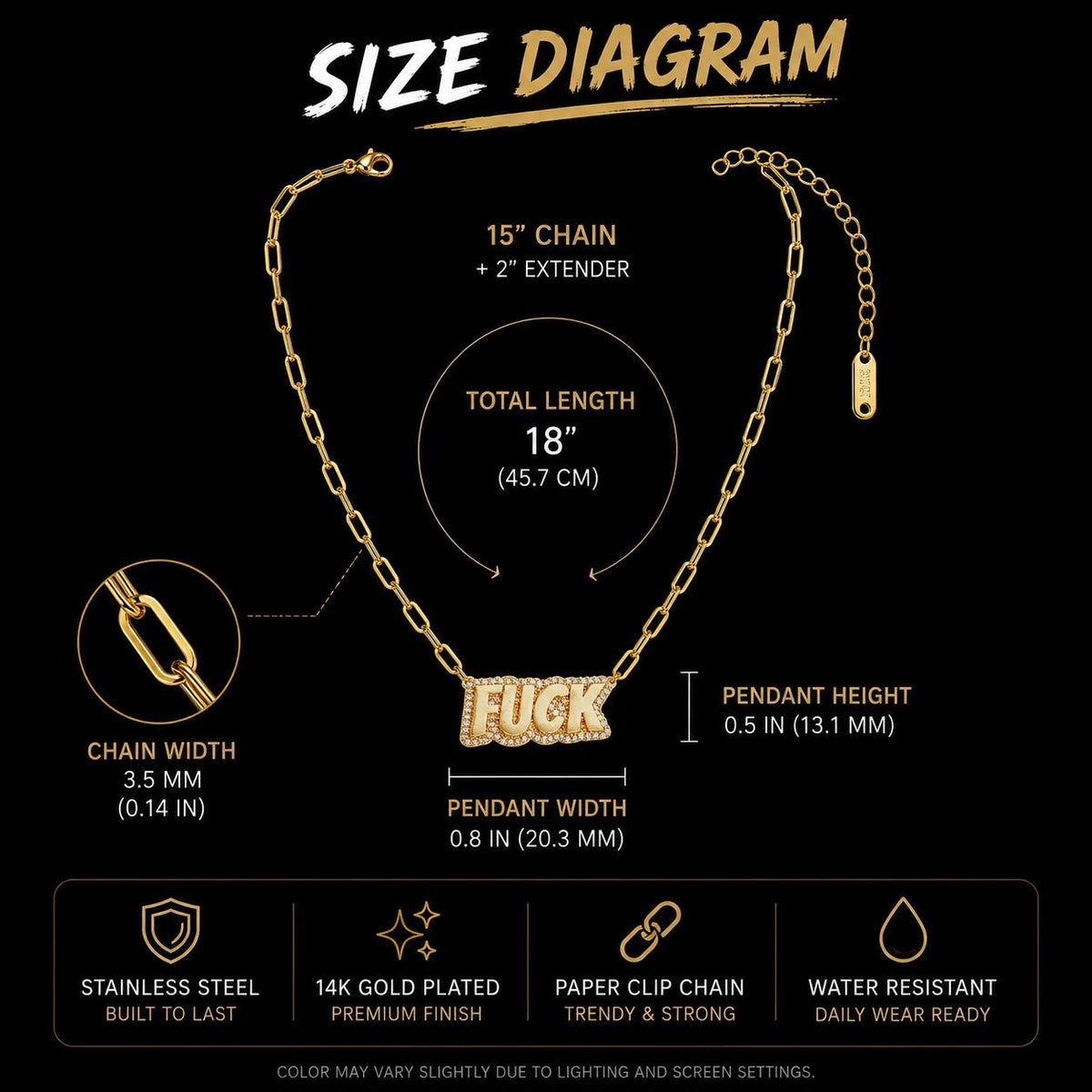 Fuck Necklace Gold Statement Jewelry, Paperclip Chain Necklace, Sassy Cuss Word Pendant, Funny Gift, Bold Everyday Jewelry