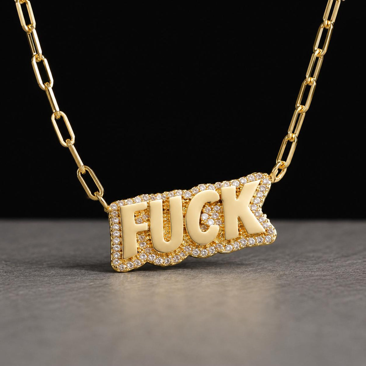 Fuck Necklace Gold Statement Jewelry, Paperclip Chain Necklace, Sassy Cuss Word Pendant, Funny Gift, Bold Everyday Jewelry