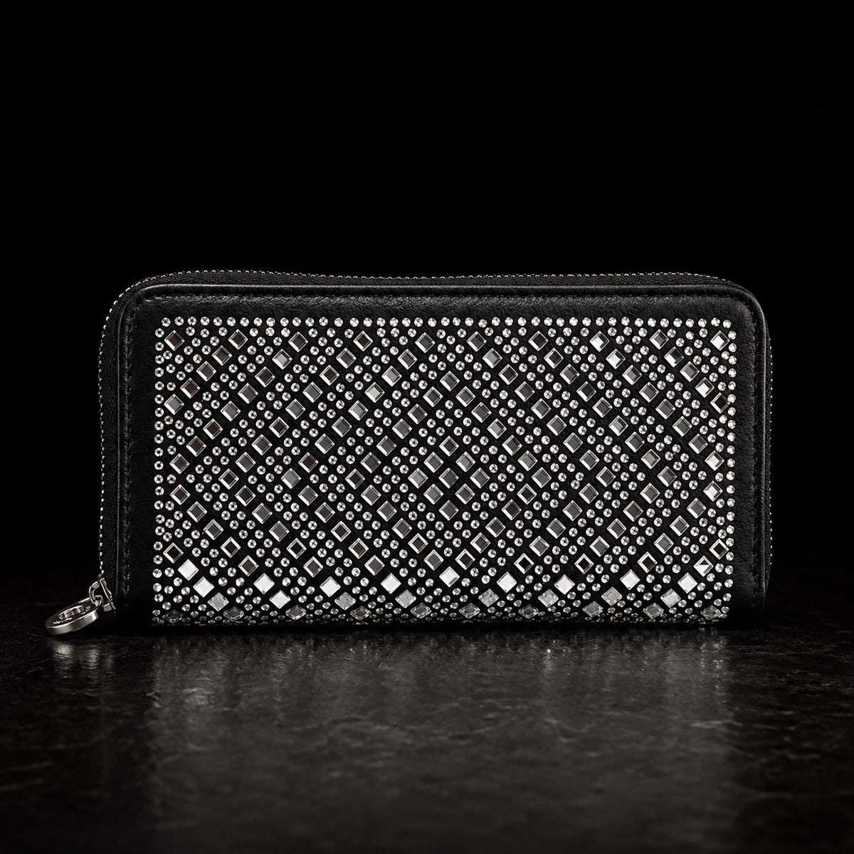 Black Rhinestone Wallet, Women's Zip Around Wallet, Sparkly Faux Leather Wallet, Bling Organizer, Glam Statement Accessory, Gift