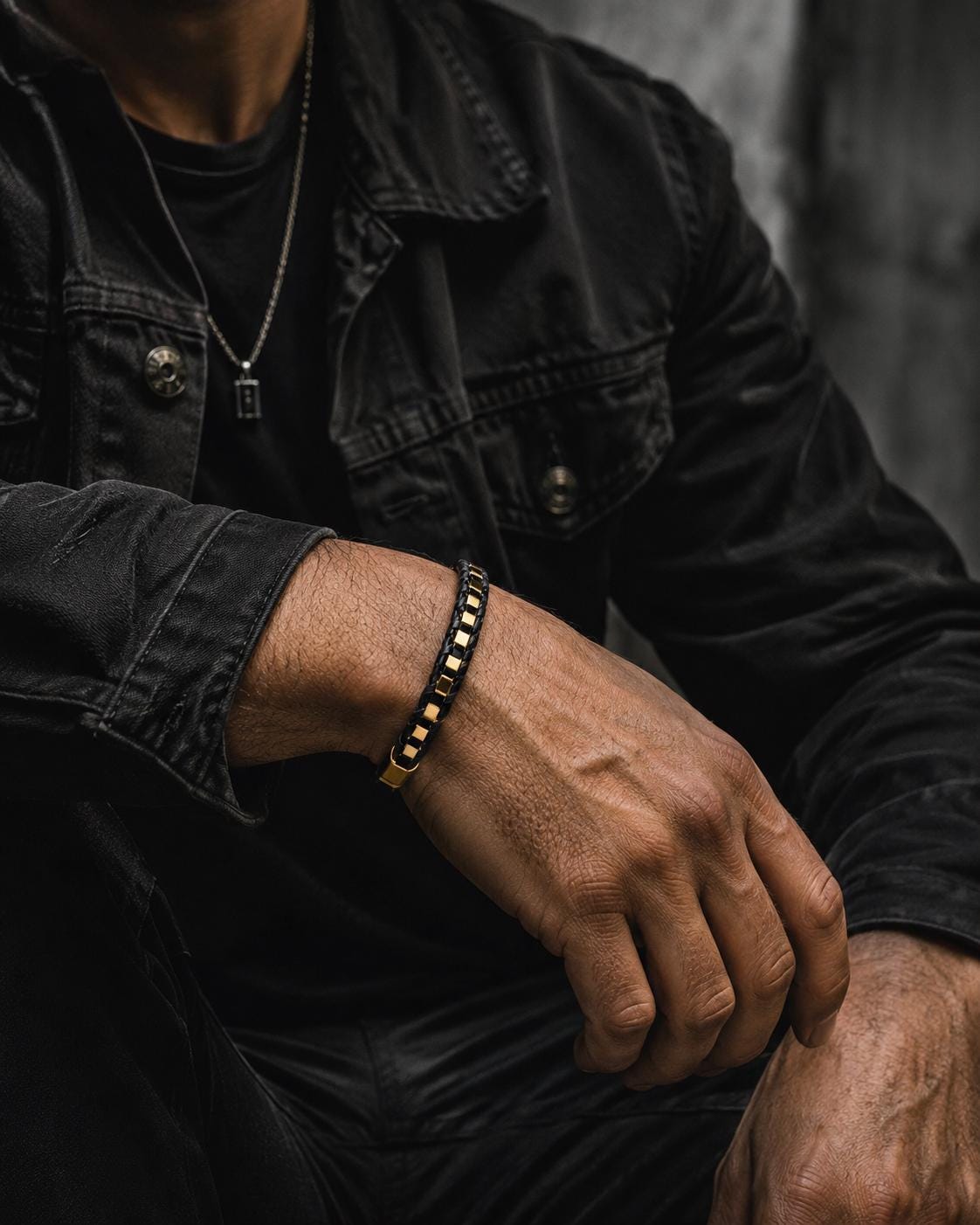 Men's Leather Bracelet, Stainless Steel Magnetic Clasp, 13mm Braided Faux Leather, Gold Silver or Black, Everyday Men's Jewelry