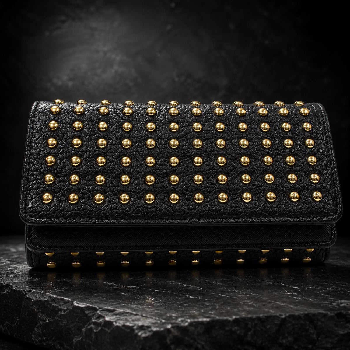 Black Studded Wallet for Women, Gothic Clutch Wallet, Punk Rock Faux Leather Wallet, Biker Wallet, Alternative Gift