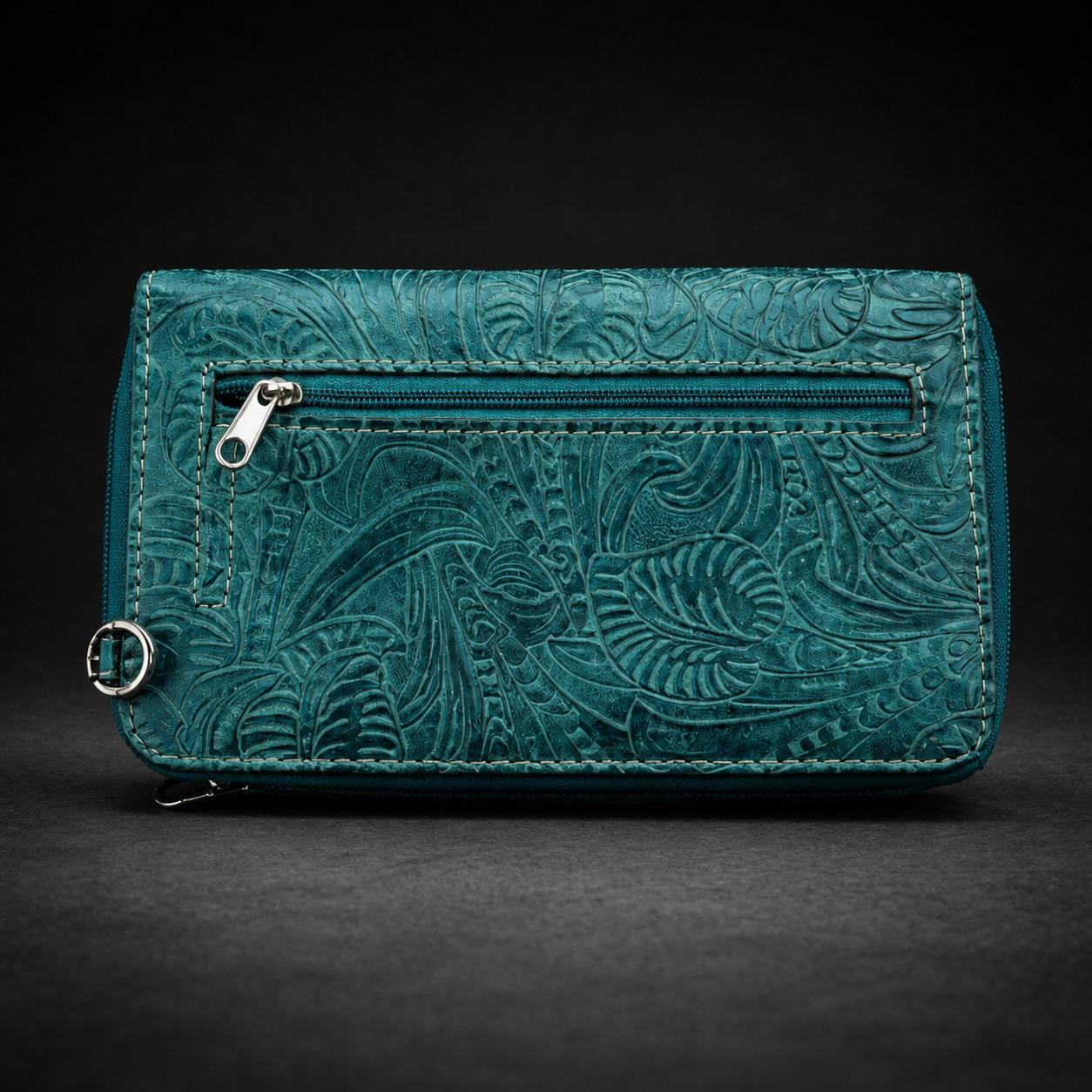 Western Phone Crossbody Bag, Teal Faux Leather Cowgirl Purse, Small Crossbody Wallet, Turquoise Concho Cell Phone Bag