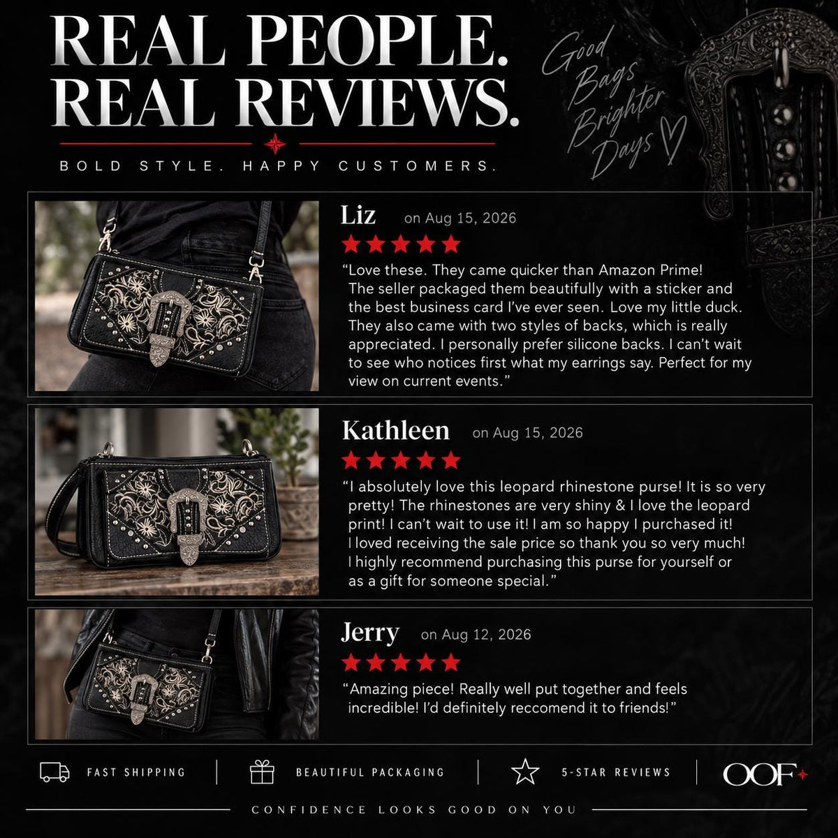 Black Western Buckle Bag: Faux Leather Cowgirl Crossbody for Concerts and Everyday Style