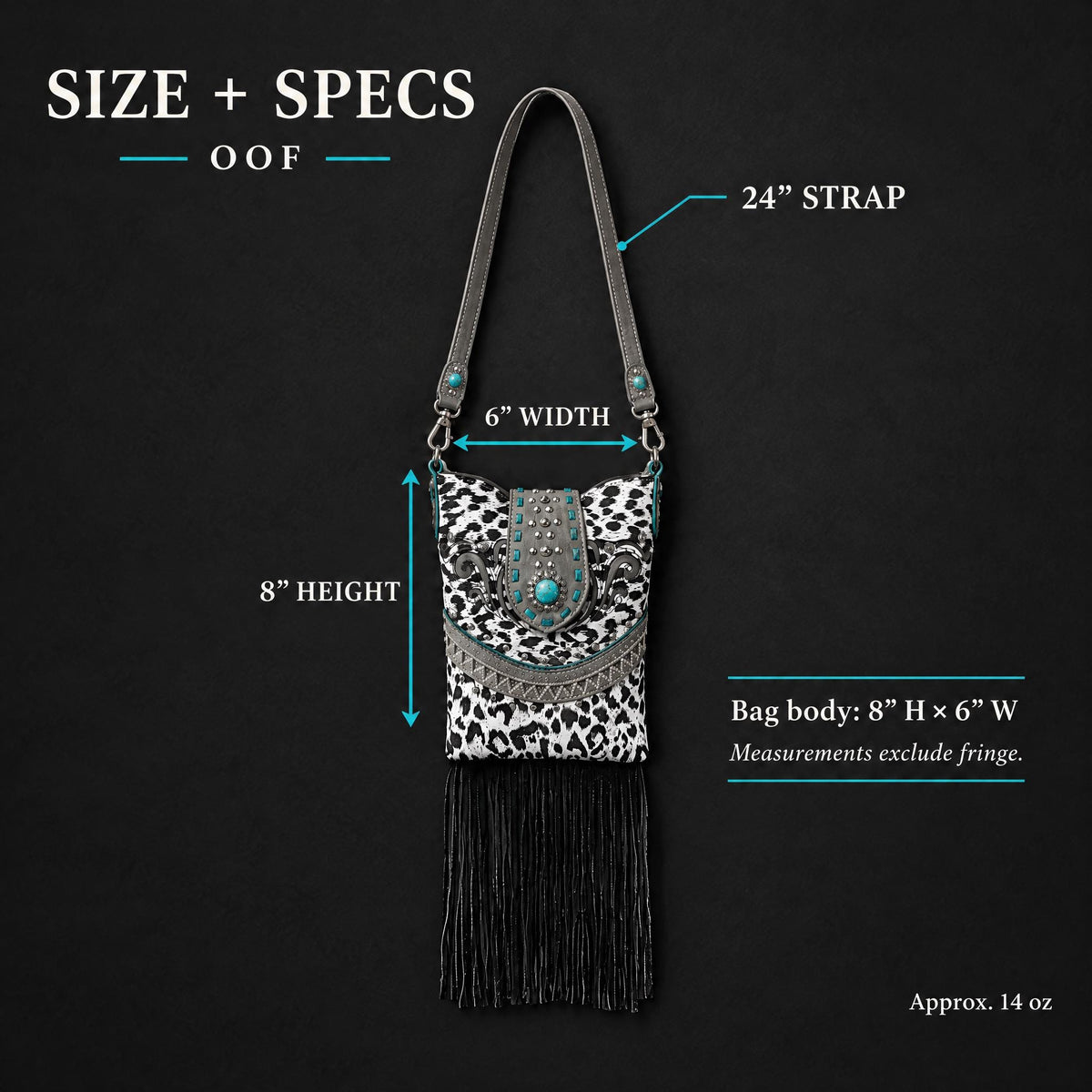 White Leopard Western Fringe Crossbody Bag