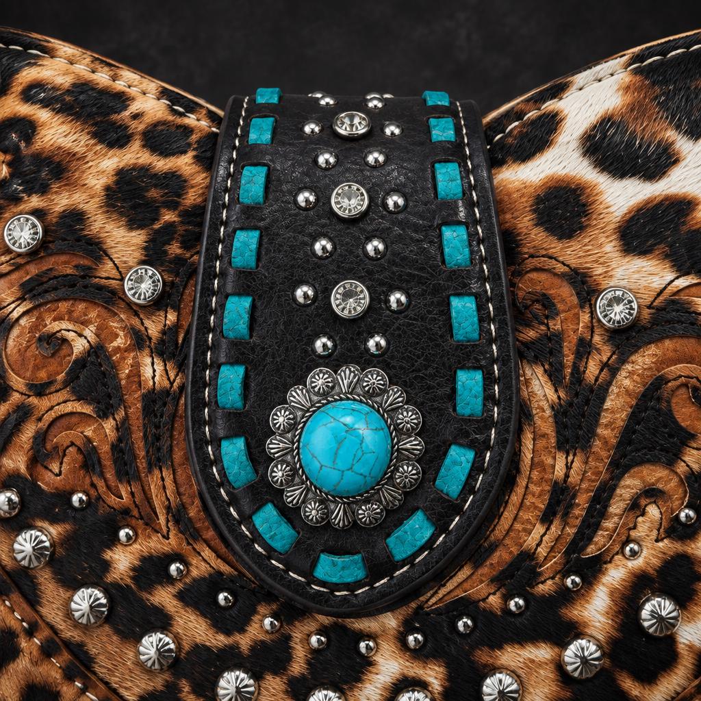 Leopard Western Fringe Phone Crossbody Bag