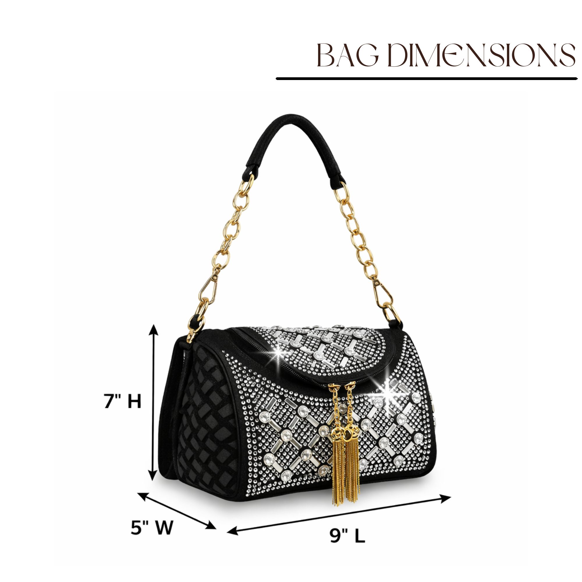 Crystal Rhinestone Shoulder Bag, Glam Evening Purse, Detachable Crossbody Strap