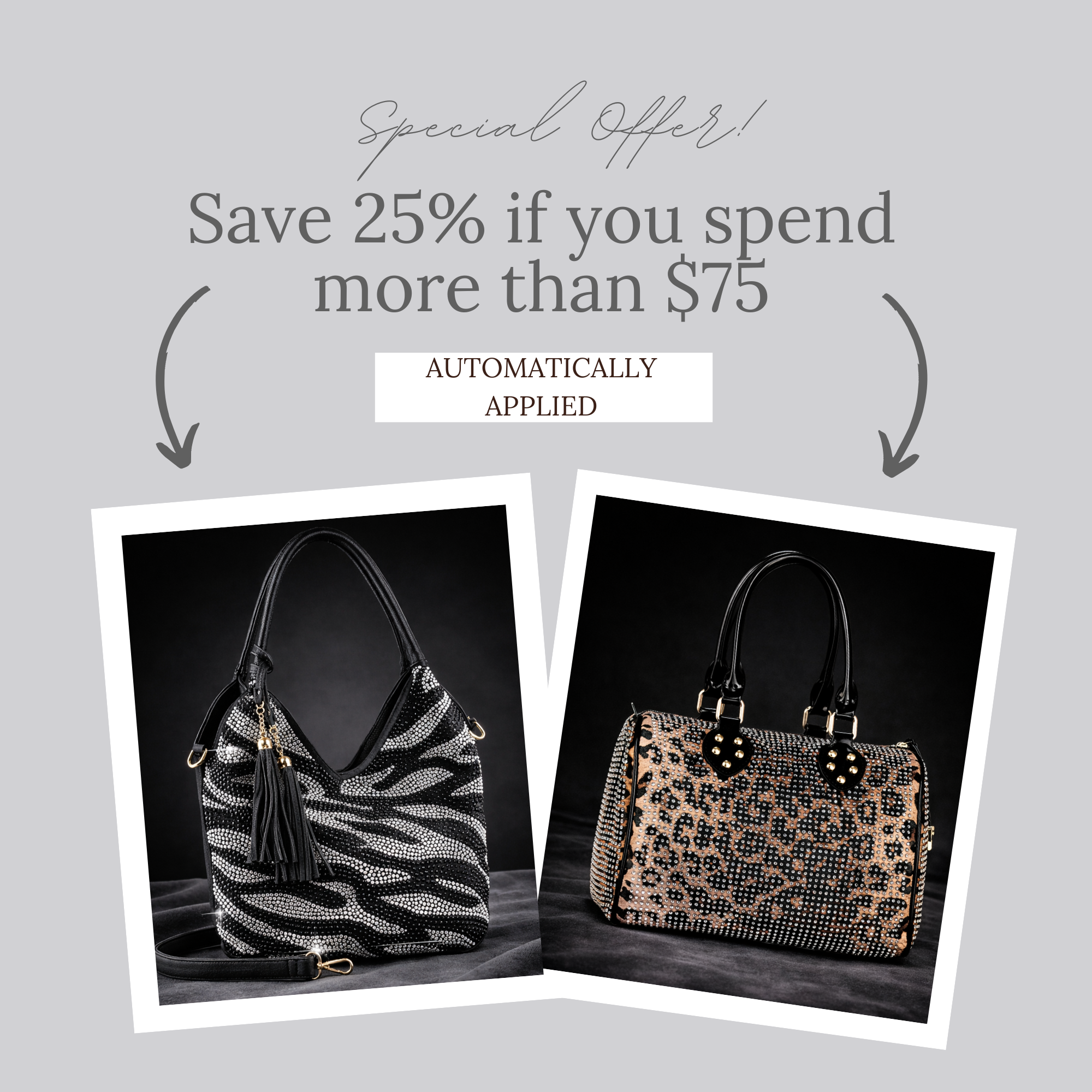 Zebra Rhinestone Pattern Shoulder Bag - Black