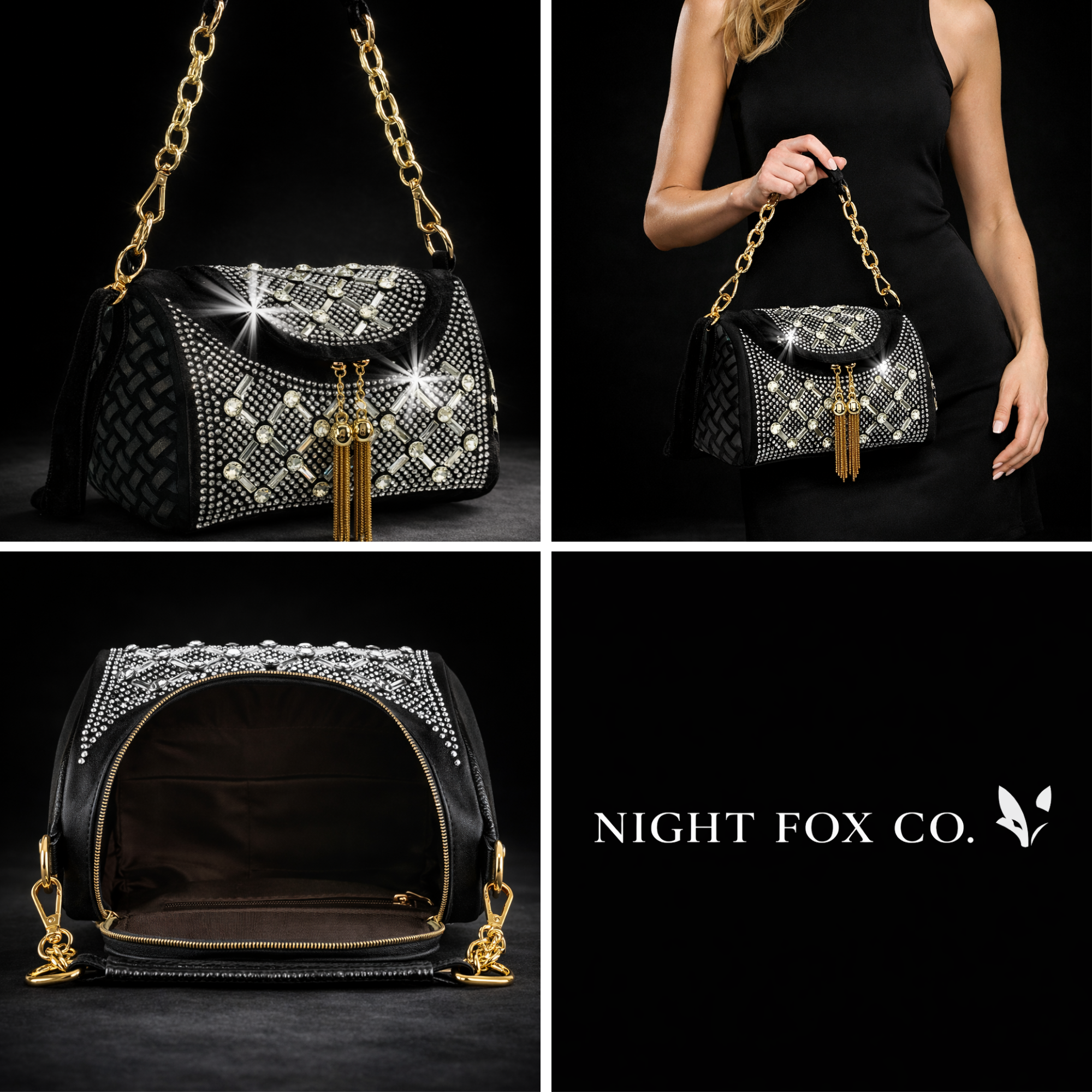 Crystal Rhinestone Shoulder Bag, Glam Evening Purse, Detachable Crossbody Strap