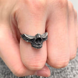 Mutilated Skull Dark Stainless Steel Ring