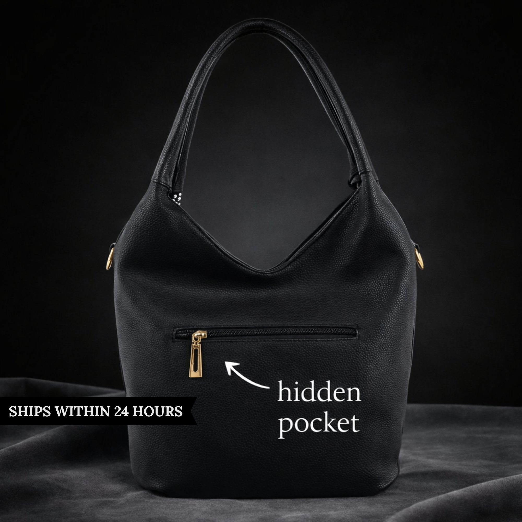 Zebra Rhinestone Pattern Shoulder Bag - Black