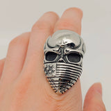 Amercian Flag Skull Stainless Steel Men's Ring