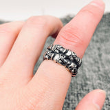 Cubic Zirconia Multi Skull Stainless Steel Ring