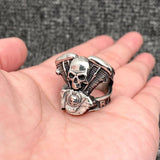 Motorcycle Skull Ring Stainless Steel