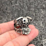 Motorcycle Skull Ring Stainless Steel