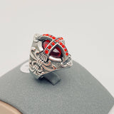 Gothic Style Red Stone Cross Stainless Steel Ring