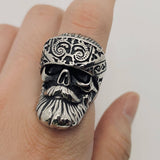 Viking Stainless Steel Skull with Bandana Ring