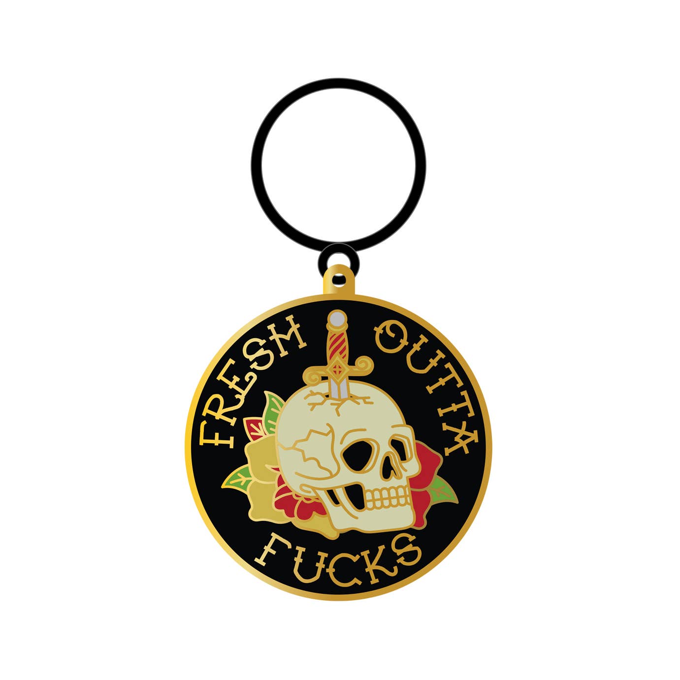 Fresh Outta Fucks Skull Keychain – Edgy Tattoo Design