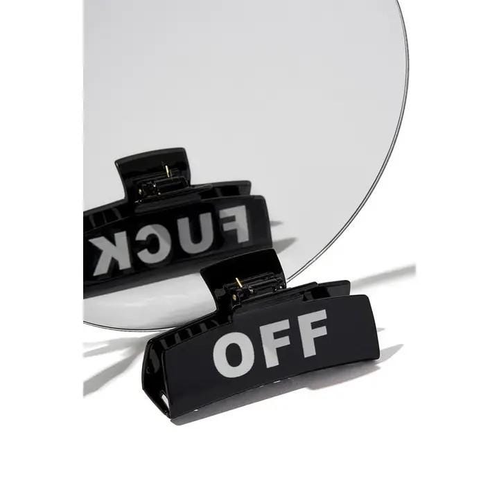 fuck off hair clip for women gifts for her gifts for sister bachelorette party bachelorette gifts funny gift unique hair accessory swear words cuss words motorcycle lifestyle biker feminist white hair clip black hair clip high quality durable