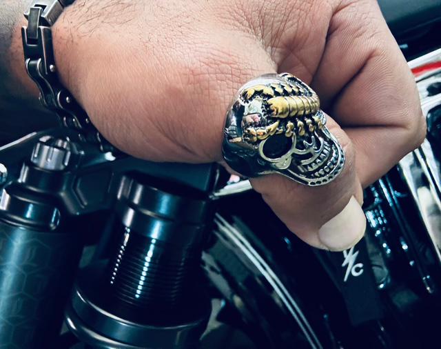 Biker Titanium Ring Gothic Statement Piece Skull Design Collection Premium Stainless Steel Construction Scorpion Detail Accent Motorcycle Style Jewelry Male Fashion Essential Modern Punk Aesthetic Bold Metal Band Perfect Gift Choice Unique