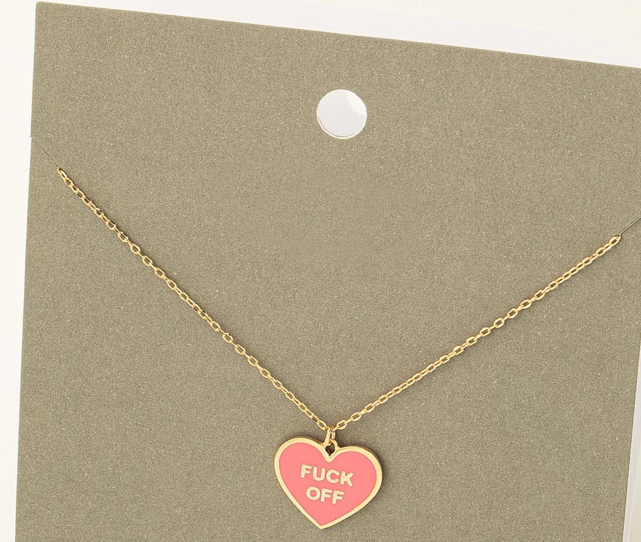 Fuck Off Bundle - 90s Hair Clip Fuck Off Heart Pendant Necklace and Fuck Off Script Earrings - Lots of Choices Bundled Savings Free Shipping