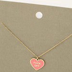 Fuck Off Bundle - 90s Hair Clip Fuck Off Heart Pendant Necklace and Fuck Off Script Earrings - Lots of Choices Bundled Savings Free Shipping