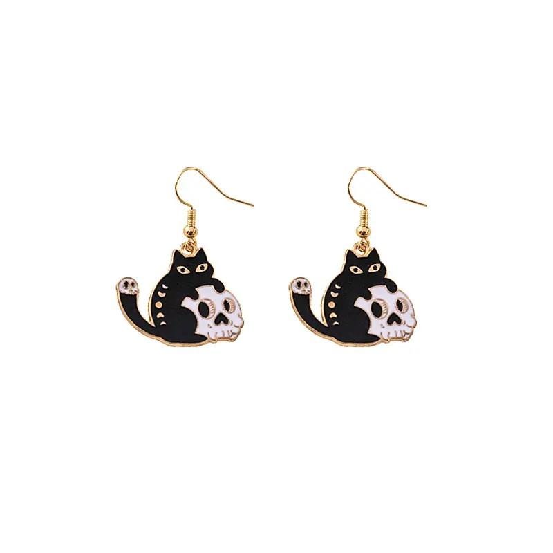 Black Cat Earrings: Halloween Goth Jewelry, Spooky Feline Gift
