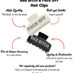 Bold Fuck Off Bad Bitch Hair Clip - Edgy & Fearless Statement Accessory in Black or White - Bachelorette Gift