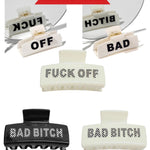 Bold Fuck Off Bad Bitch Hair Clip - Edgy & Fearless Statement Accessory in Black or White - Bachelorette Gift