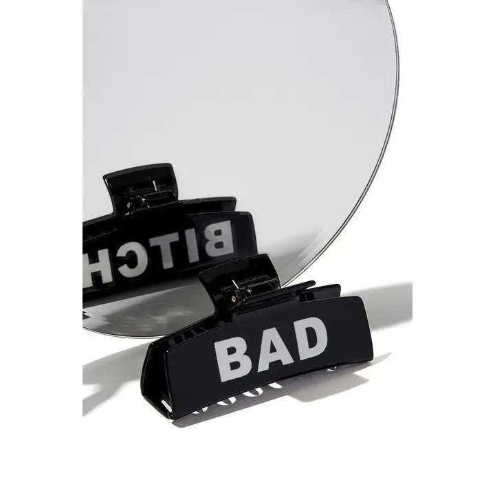 Bold Fuck Off Bad Bitch Hair Clip - Edgy & Fearless Statement Accessory in Black or White - Bachelorette Gift