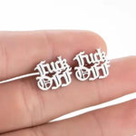 Fuck Off Bundle - 90s Hair Clip Fuck Off Heart Pendant Necklace and Fuck Off Script Earrings - Lots of Choices Bundled Savings Free Shipping