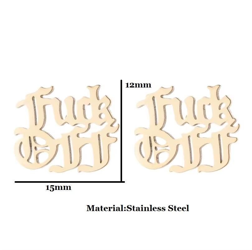 Fuck Off Bundle - 90s Hair Clip Fuck Off Heart Pendant Necklace and Fuck Off Script Earrings - Lots of Choices Bundled Savings Free Shipping